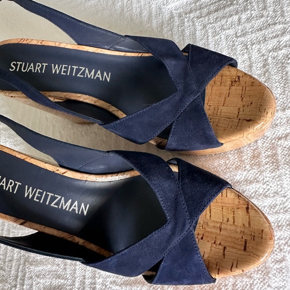 Stuart Weitzman Dark Blue Slingback Sandals - Picture 1 of 4